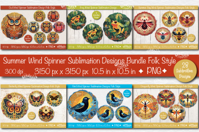 Wind Spinner Sublimation Bundle Designs PNG Butterfly, Dragonfly, Frog