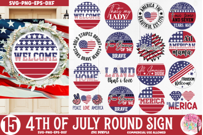 4th of July Round Sign SVG Bundle