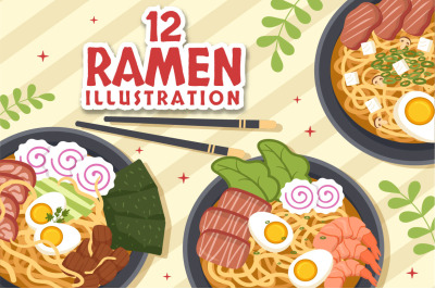 12 Ramen Japanese Food Illustration