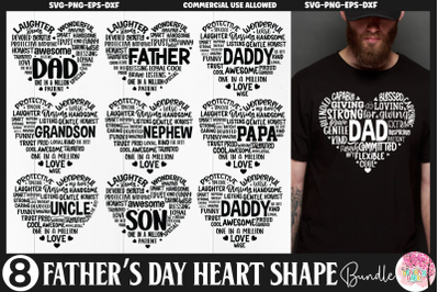 Father&#039;s Day heart Shape SVG bundle