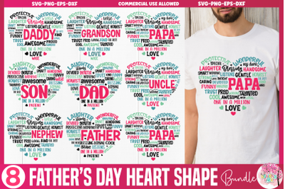 Father&#039;s Day heart Shape SVG bundle