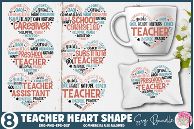 Teacher Heart Shape SVG Bundle
