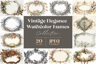 Vintage Elegance Watercolor Frames Collection