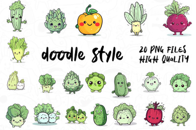Vegetable Doodle, Clipart Bundle 01