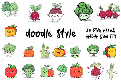 Vegetable Doodle, Clipart Bundle 04