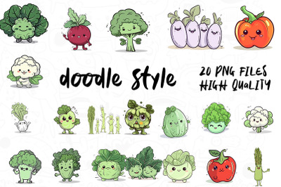 Vegetable Doodle, Clipart Bundle 05