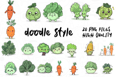 Vegetable Doodle, Clipart Bundle 06