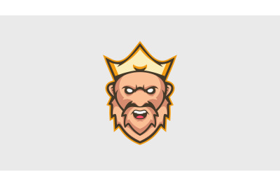 Angry king head with crown logo cartoon design abstract vector templat