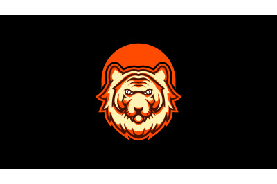 Angry tiger head logo cartoon design abstract vector template