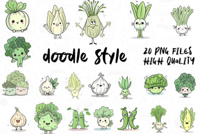 Vegetable Doodle, Clipart Bundle 07