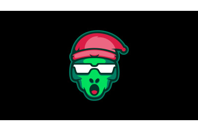 Cool alien with glasses and sleeping cap logo cartoon design abstract