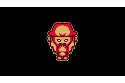 Cool detective monkey head logo cartoon design abstract vector templat