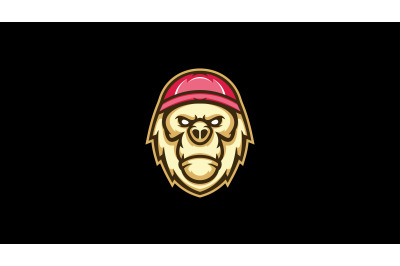 Cool monkey head with cap logo cartoon design abstract vector template