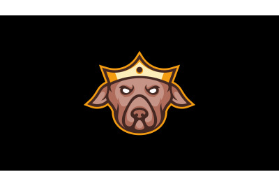 Dog king head with crown logo cartoon design abstract vector template