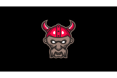 Evil angry viking warrior head logo cartoon design abstract vector template