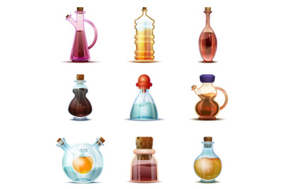 Vinegar icon set, cartoon style