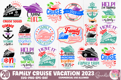 Family Cruise Vacation 2023 SVG Bundle