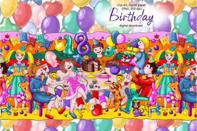 Children&#039;s Birthday 8 years bright colorful design