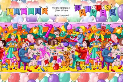Children&#039;s Birthday girl&#039;s 7 years bright colorful design