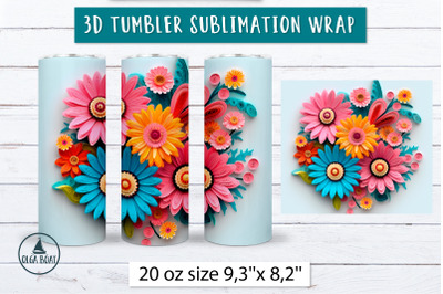 Daisy tumbler design | 3d flower sublimation tumbler wrap
