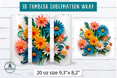3d Daisy sublimation tumbler wrap