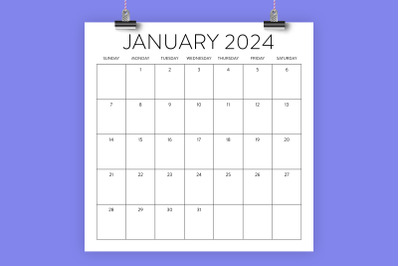 2024 Square Calendar Template