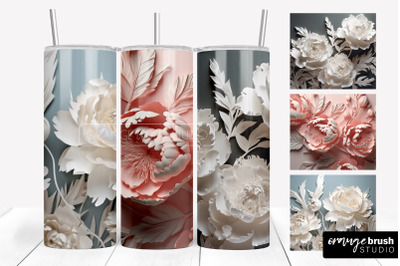 3D Flowers Tumbler Wrap&2C; 3D Tumbler Sublimation Bundle PNG