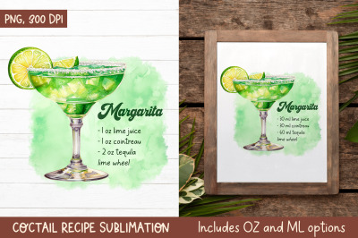 Margarita Cocktail Recipe | Kitchen Towel Sublimation Design