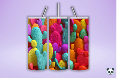 Colorful Cactus 3D Seamless Pattern