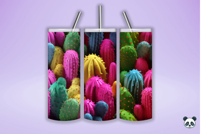 Colorful Cactus 3D Seamless Pattern