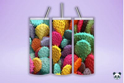 Colorful Cactus 3D Seamless Pattern