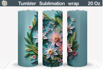Quilling Daisies Tumbler | 3D Wildflowers Tumbler Wrap