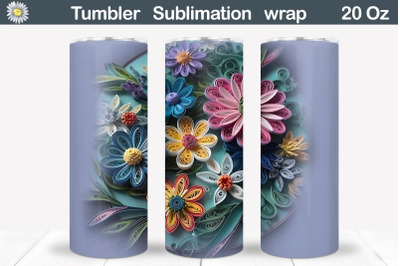 Quilling Wildflowers Tumbler | 3D Flowers Tumbler Wrap