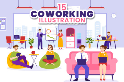 15 Coworking Business Illustration