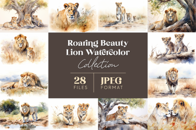 Roaring Beauty Lion Watercolor Collection