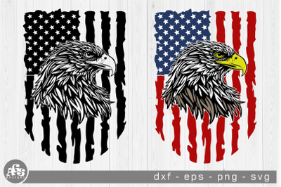 Eagle Head With USA Flag 4th July Svg Design