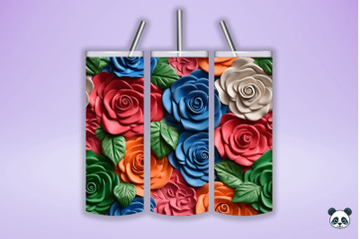 Colorful 3D Rose Seamless Pattern (1)