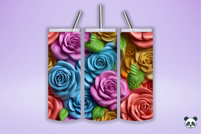 Colorful 3D Rose Seamless Pattern (10)