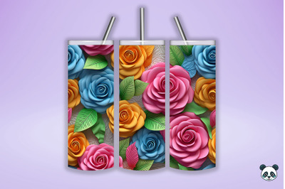 Colorful 3D Rose Seamless Pattern (2)