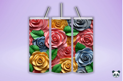 Colorful 3D Rose Seamless Pattern (4)