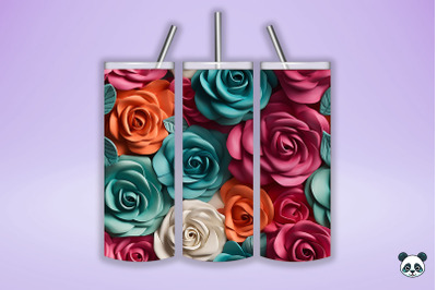 Colorful 3D Rose Seamless Pattern (5)