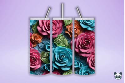 Colorful 3D Rose Seamless Pattern (6)