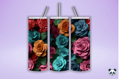 Colorful 3D Rose Seamless Pattern (7)