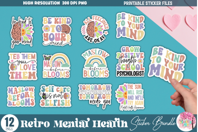 Retro Mental Health Sticker Bundle