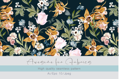 Floral vector vintage seamless pattern