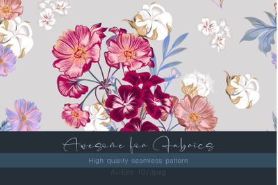 Fashion vector seamless pattern with flowers