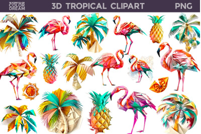 3D Flamingo Sublimation | 3D Tropical Clipart