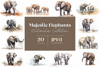 Majestic Elephants Watercolor Collection