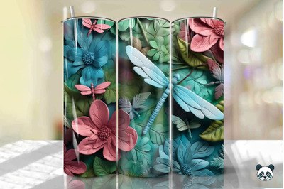 3D Dragonfly Tumbler Wrap Png