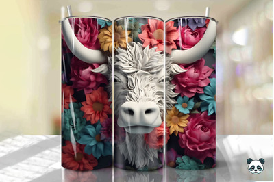 3D Highland Cow Tumbler Wrap Png 1